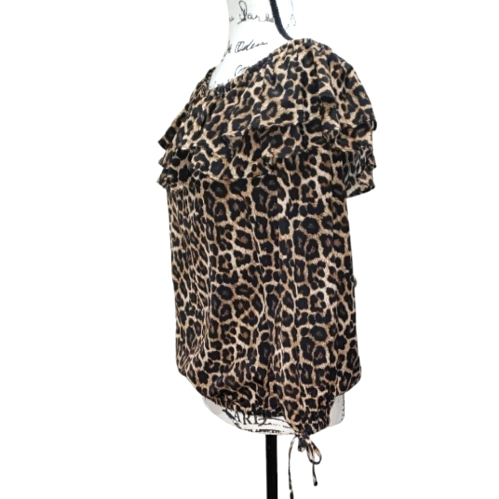 Michael Kors Animal Print Round Neck Top - Picture 3 of 6
